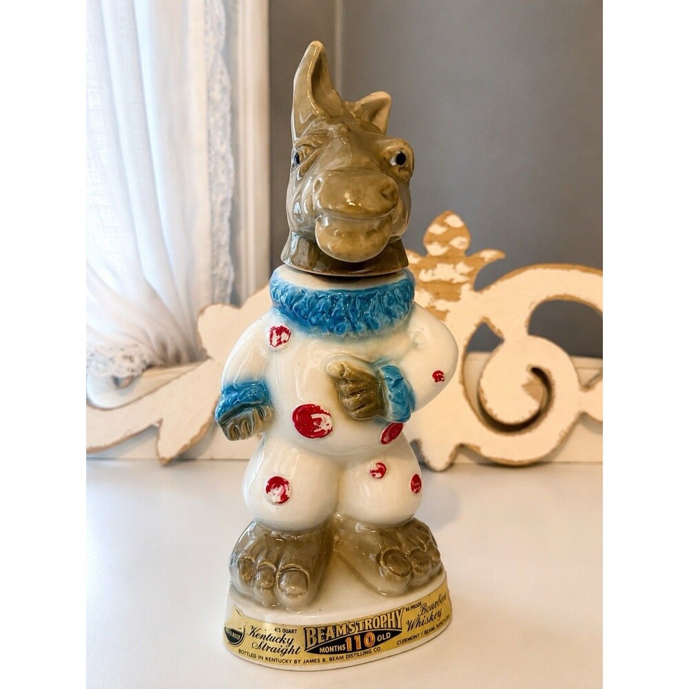 Vintage 1968 Jim Beam Beam’s Trophy Donkey Decanter Regal China Democrat Bourbon